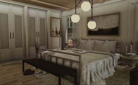 Bloxburg Cottage Core Bedroom Ideas, Bloxburg Chill Room Ideas, Bloxburg Bedroom Vintage, Realistic Bedroom Bloxburg, Bloxburg Parents Bedroom Ideas, Bloxburg Realistic Bedroom, Bloxburg House Bedroom, Bloxburg Bedroom Ideas Aesthetic, Old House Bedroom