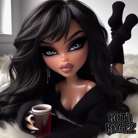 🖤🖤🖤🖤 #bratz #explorepage Bratz With Bangs, High Bratz, Bratz Art, Bratz Doll Outfits, Brat Doll, Doll Outfits, Doll Art, Bratz Doll, Cute Memes