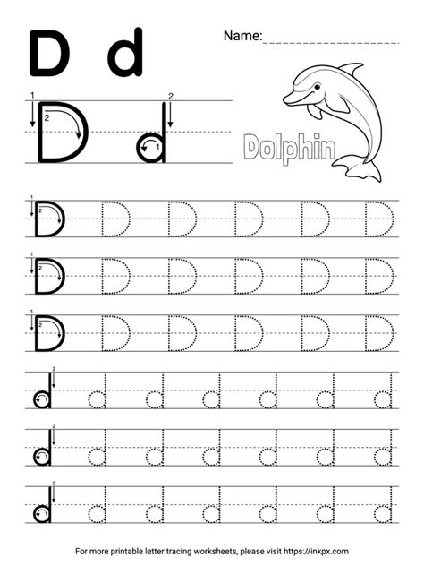 Letter D Tracing Worksheet, D Tracing Worksheet, Letter D Worksheets Preschool, Letter D Tracing, Handwriting Paper Kindergarten, Kindergarten Writing Paper, Letter Tracing Printables, Letter D Worksheet, Alphabet Writing Worksheets