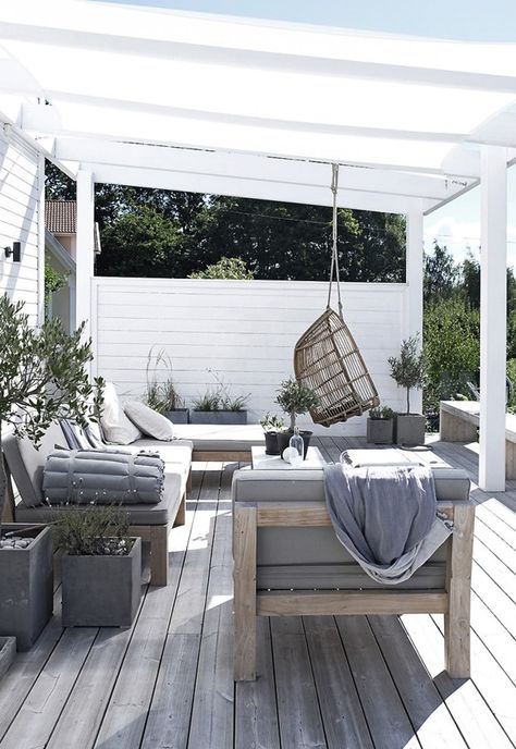 Simple summer pleasures | These Four Walls blog Terrasse Med Tak, Ideas Terraza, Outdoor Cabana, Balkon Decor, Wooden Terrace, Summer Lounge, Deck With Pergola, Wood Deck, The Deck