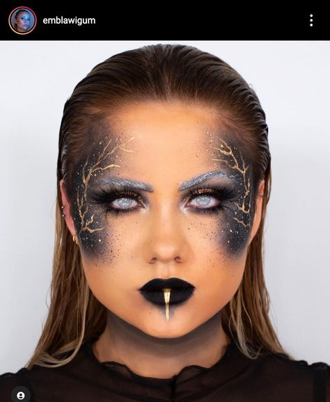 Black Goddess Makeup, Viking Makeup, Black Contour, Ball Makeup, Monster Makeup, Creepy Halloween Makeup, Halloween Beauty, Special Fx Makeup, Halloween Eye Makeup