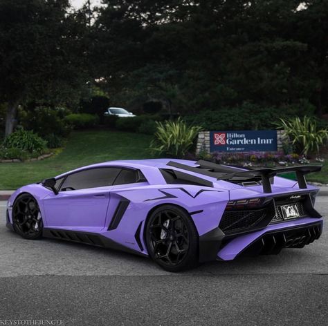 Lamborghini Aventador Super Veloce Coupe painted in Blu Cepheus and photoshopped into light purple   Photo taken by: @keystothejungle on Instagram (@wiggs.d on Instagram is the owner of the car) Lamborghini Sv, Kereta Sport, Nissan Gtr Nismo, Katt Grejer, Aventador Lamborghini, Lamborghini Lamborghini, Top Luxury Cars, Lamborghini Veneno, Lux Cars