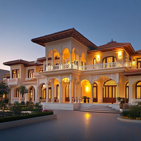 Indian Royal House, Indian Mansion, Indian Mansions Exterior, Indian Billionaire House, Ancient Indian Architecture House, Classic House Exterior, Dream Mansion, Dream Vacations Destinations, Bungalow Design