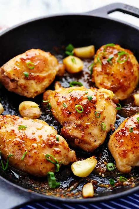 Honey Dijon Garlic Chicken | The Recipe Critic Chicken Thigh Fillet Recipes, Chicken Thigh Fillets, Fillet Recipes, Honey Mustard Chicken Thighs, Honey Dijon Chicken, Panini Recipes Chicken, Chicken Breast Crockpot Recipes, Crockpot Chicken Breast, Dijon Chicken