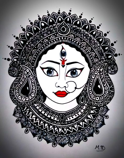 I love art ❤ Happy Durga Puja, Mandala Book, Durga Puja, I Love Art, Mandala Art, Love Art, Female Sketch, Art