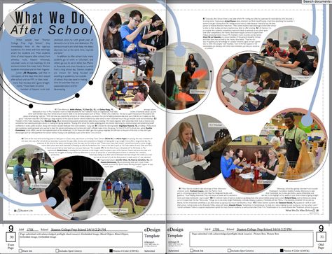 What We Do Afterschool Page. #yearbook #layout #design #yearbooktheme #yearbookpage Circle Yearbook Spreads, Yearbook Page Layout Ideas, Yearbook Layout Ideas Creative, Yearbook Inspo Aesthetic, Yearbook Spreads Ideas, Yearbook Spreads Ideas Layout, Yearbook Spread Ideas, Yearbook Layout Ideas, Student Life Yearbook