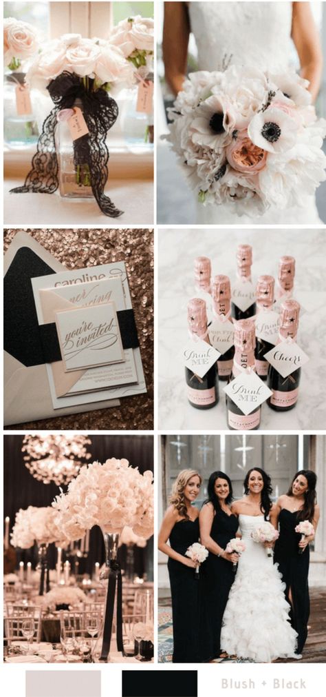 Blush Pink And Black Wedding, Blush Wedding Colors, Wedding Color Palettes, Wedding Ceremony Ideas, Mauve Wedding, Wedding Winter, Black And White Wedding, Wedding Theme Colors, Wedding Color Palette