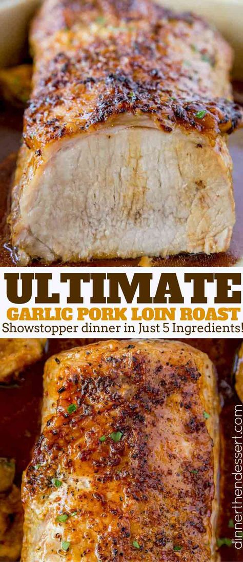 Garlic Pork Loin, Pork Lion Recipes, Pork Roast Recipe, Pork Loin Roast Recipes, Cooking A Roast, Pork Loin Recipes, Pork Dinner, Tenderloin Recipes, Pork Loin Roast