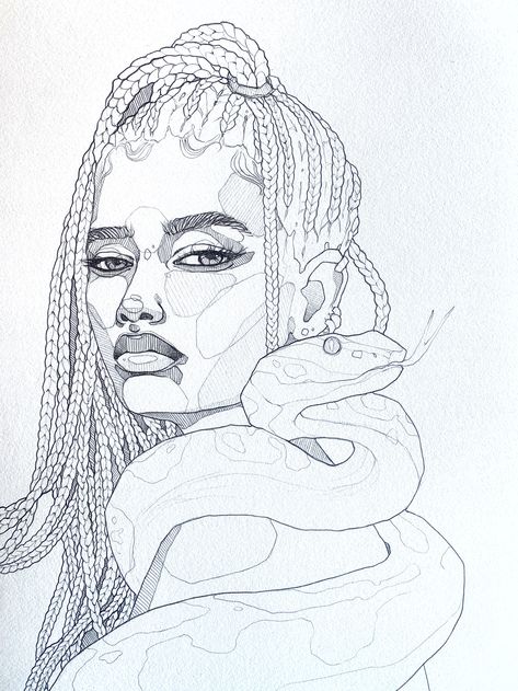 #watercolor #artist #watercolorart #contemporaryart #sydneyartist #drawing #art #australia #sydney #painting #nature Albino Python, Line Drawing Tattoos, Polina Bright, Illustration Kunst, Arte Sketchbook, Sketch Inspiration, Sketchbook Art, Pencil Art Drawings, Sketch Art