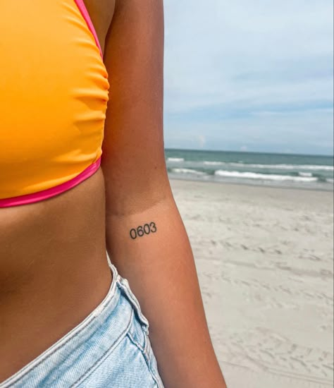 Number Tattoos On Arm, Time Font Tattoo, Birthday Number Tattoo Ideas, Number Tattoo Forearm, Date Tattoo Forearm, Arm Number Tattoo, Birthday Tattoo Ideas Numbers, Number Tattoo Placement Ideas, Numbers Tattoo Placement