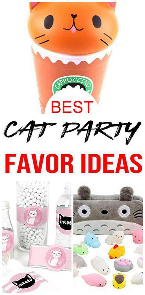 Find the best cat party favors. Have a great cat birthday party for your child with these party favor ideas. These party favors are a great way to add a cat goodie bag for the children to take home as a gift. Any of these kids party favors would be a great addition to your party supplies for your cat theme party.  #partyfavor #kidsparty Cat Themed Party Favors, Cat Party Favors Goody Bags, Cat Birthday Party Favors, Cat Bday, Cat Party Favors, Kitten Birthday Party, Cat Themed Parties, Party Favor Ideas, Kids Party Favors