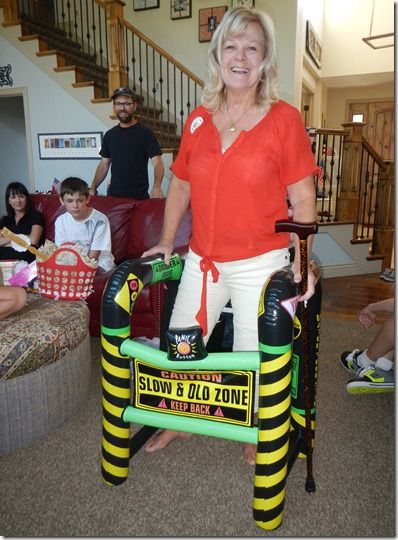 Inflatable walker preparing to enter the slow and old zone.  See more 50th birthday gag gifts and party ideas at www.one-stop-party-ideas.com Over The Hill Party Ideas, Over The Hill Party, Over The Hill Gifts, 50th Birthday Themes, Surprise 60th, 50th Birthday Gag Gifts, 40th Birthday Quotes, Moms 50th Birthday, Mom Party