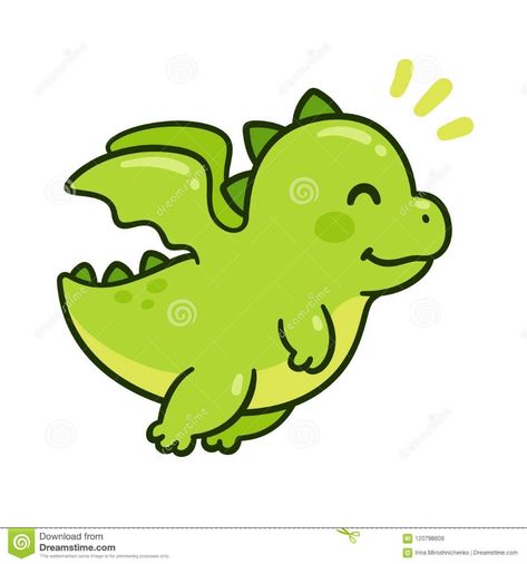 Cute baby dragon stock vector. Illustration of adorable - 120798608 Baby Dragons Drawing, Smile Illustration, Dragon Flying, Tiny Dragon, Cartoon Green, Cute Dragon, Cartoon Dragon, Fairy Dragon, Image Film