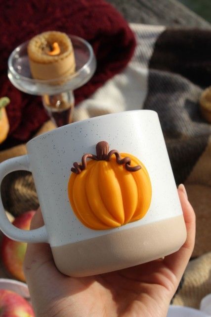 A cup with an autumn pumpkin. Order on Etsy✨ Polymer Clay Fall, Fall Mug, Mug Cup, Fall Pumpkins, Polymer Clay, Mug, Christmas, Quick Saves, Fimo