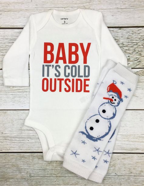 Baby Clothes My First Christmas Baby's by SimplySwankyDesigns Winter Baby Outfits, Baby Cook, Girl Christmas Outfit, Girls Christmas Outfits, Baby Rooms, Baby It's Cold Outside, Baby Christmas Outfit