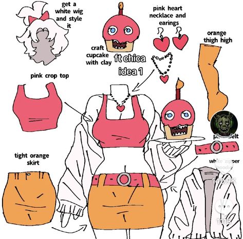 Sundrop And Moondrop Inspired Outfits, Fnaf Funtime Chica, Freddy Cosplay Fnaf, Glamrock Chica Cosplay, Closet Cosplay Ideas, Fnaf Inspired Outfits, Fnaf Outfit Ideas, Fnaf Clothes, Fnaf Outfits