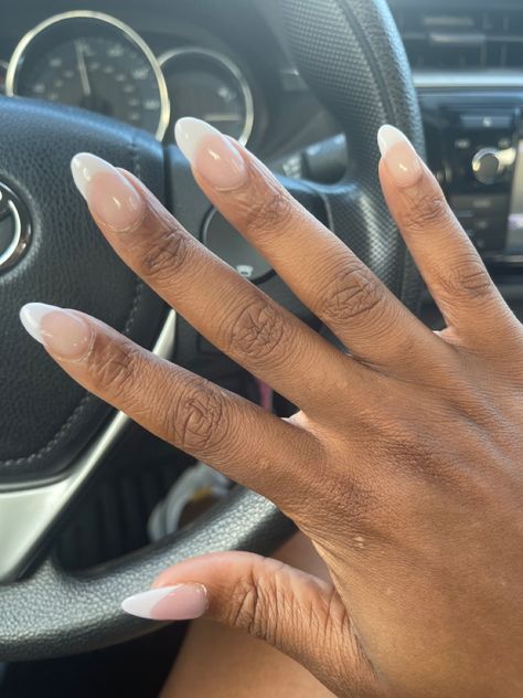 french almond sns nails natural nails classy nail Brown Skin Almond Nails, Almond French Tip Nails On Brown Skin, Almond French Tip Nails By Skin Tone Range, French Nails On Brown Skin, Almond Nails On Tan Skin, French Tip Sns Nails Almond, Almond Nails For Brown Skin, French Tip Nails By Skin Tone Range, Sns Nails Natural