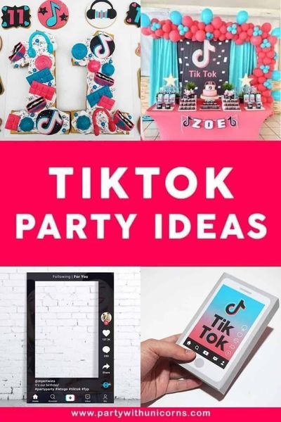 TikTok Party Ideas - Decorations, Games, Favors & More. Planning a TikTok party for a birthday, baby shower, hens night, or other celebration? These awesome TikTok party ideas will have your guests ready to share videos about your event. #tiktok #tiktokparty Tik Tok Birthday Party Games, Tik Tok Party Games, Tiktok Party Games, Tik Tok Party Ideas For Kids, Tiktok Party Decorations, Tik Tok Party Ideas, Tiktok Party Ideas, Tik Tok Birthday Party Ideas, Tiktok Birthday Party Ideas