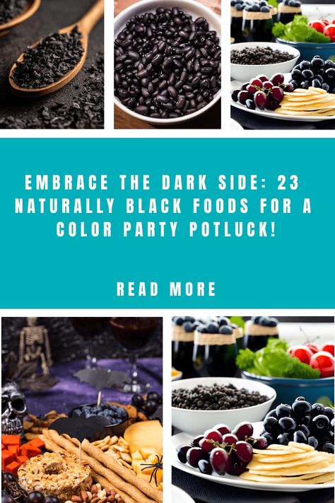 Looking to add an air of mystery and elegance to your color party potluck? Discover 23 naturally black foods that will bring a touch of darkness and sophistication to your event. From blackberries and black rice to charcoal-infused treats and delectable squid ink dishes, this article is your go-to guide for incorporating naturally black foods into your potluck spread. Indulge in the intriguing flavors and captivating aesthetics of these dark delights that are sure to leave a lasting impression Black Food And Drinks, Black Party Food Snacks, Black And White Dinner Food, Foods That Are Black In Color, All Black Party Theme Food, Black Food For Halloween, Black Colored Food Ideas, Black Themed Dinner Party, Color Party Black Ideas