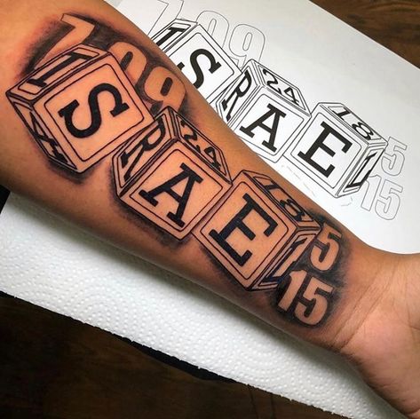 TATTSBYJOSE on Instagram: “TATTOOIST DM Me If You Want To Book🎨 50% Deposit For Booking💰CashApp Is Required💲Book Your Appointment Now💉 Spots Will Be Unavailable…” Block Letter Tattoo, Blocks Tattoo, Tattoos For Your Son, Baby Tattoo For Dads, Tattoos For Baby Boy, Cute Thigh Tattoos, Letter Tattoo, Forarm Tattoos, Magic Tattoo