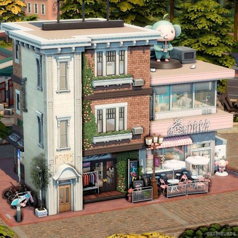 Fun Sims 4 Builds, Sims 4 Condo Ideas, Sims Town Layout, Tea Video, Sims 4 Loft, Lotes The Sims 4, Sims Houses, Home Model, Sims 4 House Plans