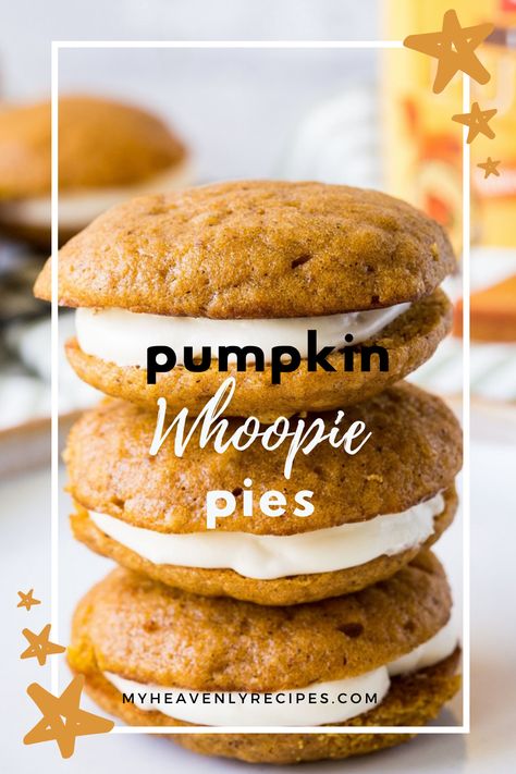 Pumpkin Sandwich, Whoopi Pies, Pumpkin Whoopie Pie Recipe, Whoopie Pie Recipe, Pumpkin Whoopie Pies, Sandwich Cookie, Halloween Fruit, Whoopie Pie, Fall Desserts Easy