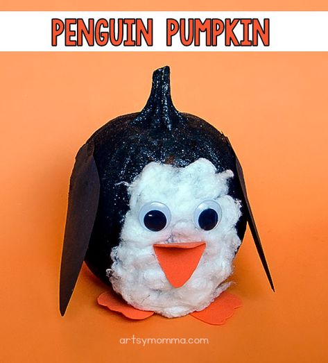 Penguin Pumpkin, Painted Penguin, Tacky The Penguin, Pumpkin Painted, Penguins And Polar Bears, Pumpkin Decorations, Halloween Idea, Toilet Paper Tube, Halloween Tutorial