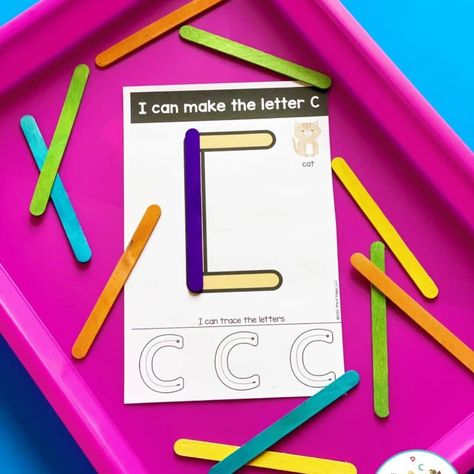 Preschool Valentines Activities, Pre K Lesson Plans, Stick Letters, Letter Recognition Games, Kindergarten Alphabet, Alphabet Letter Activities, Literacy Activities Preschool, Preschool Fine Motor Activities, Pre K Pages