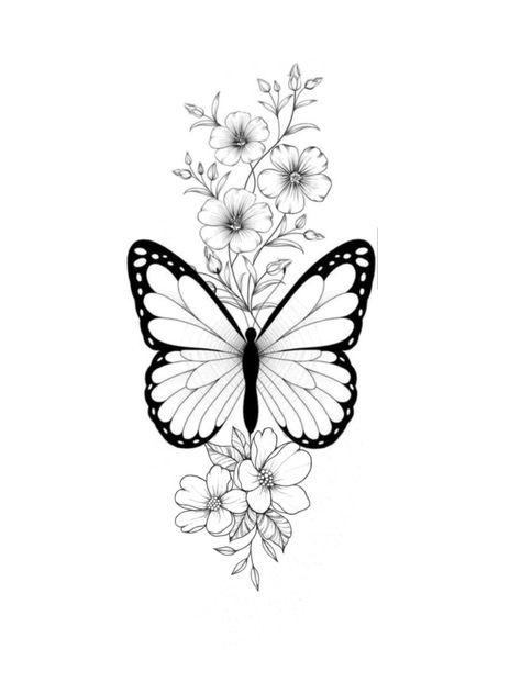 Butterfly And Flowers Tattoo Designs, Back Cover Up Tattoos For Women, Butterfly With Flowers Tattoo For Women, Butterfly And Flowers Tattoo, Floral Butterfly Tattoo Design, Floral Butterfly Tattoo, Butterfly Mandala Tattoo, Tatoo Dog, Butterfly With Flowers