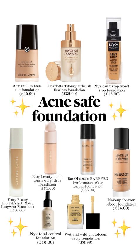 Acne safe foundation #acnesafemakeup #foundation #makeup #acne Acne Safe Foundation, Matte Skin Makeup, Acne Safe Makeup, Makeup Acne, Safe Makeup, Acne Makeup, Soft Makeup Looks, Simple Makeup Tips, Makeup For Black Skin