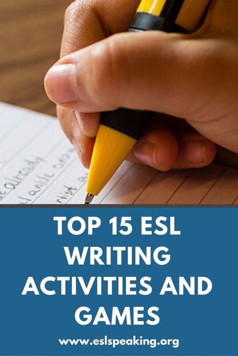 Top 15 ESL writing activities, games, worksheets, lesson plans and more. Help your students improve their English writing skills with these engaging, student-centred activities.  #writing #eslwriting #englishwriting #esl #elt #tefl #tesol #tesl #teaching #teachingenglish #englishteacher Esl Writing Activities, Improve English Writing, Esl Writing, Fun Writing Activities, Teaching Lessons Plans, Teaching Esl, Writing Lesson Plans, Esl Teaching Resources, Writing Games