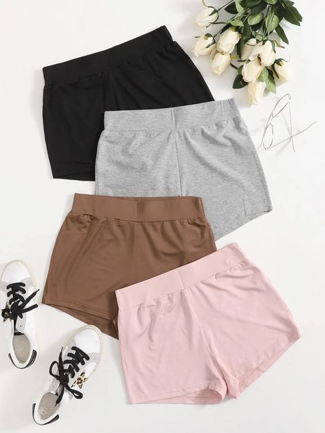 4pcs Solid Biker Shorts | SHEIN USA Cheap Biker Shorts, Cheap Women's Biker Shorts, Cheap Summer Biker Shorts, Legging Shorts, Cheap Trendy Knee-length Biker Shorts, Boxers For Women Shorts, Shein Biker Shorts, Boxers For Women, Cycling Shorts Outfit