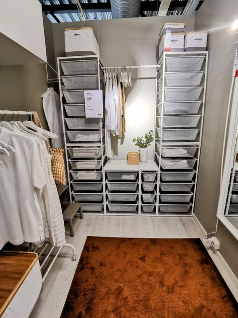 IKEA Jonaxel storage Organization Ideas. Filmed by Mauritz Interior & Design Bedroom Turned Closet, Small Closet Makeover, Small Closet Organization Bedroom, Organizing Walk In Closet, Ikea Pax Closet, Ikea Wardrobe, Ikea Closet, Room Organisation, Closet Renovation