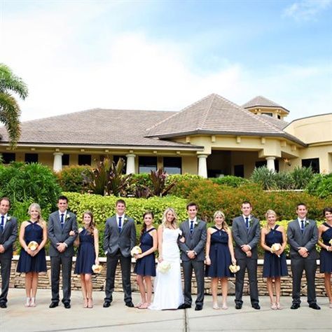 Liking the navy blue dresses with charcoal grey suits. Charcoal Tuxedo Wedding, Charcoal Grey Suits, Bridal Party Looks, Grey Suits, Lilac Bridesmaid Dresses, Bridesmaid Attire, Wedding Groomsmen, Navy Blue Wedding, Wedding Bridal Party