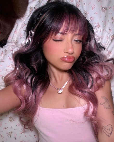 Miranda rae via instagram Subtle Hair Dye, Miranda Rae, Pink Hair Dye, Peekaboo Hair, Hair Color Streaks, Dye Hair, School Hair, Dyed Hair Inspiration, Nice Hair