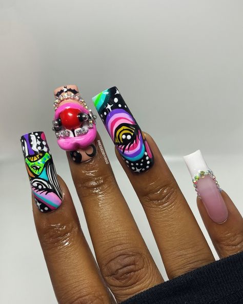 “If I was Nail baddie”…💅 Something to “GAG” About 🫦👅⛓️⛓️‍💥 Inspo gag mouth : The Original mouth Trendsetter @hyperart.llc Trippy nails @thenailbender Get ready for Spooky Season with our custom press-on nail price list ! 🎃👻🔮 Choose any shape and size, with prices varying by length. Whether you want something spooky or sleek, our designs are made to impress for Spooky season . Copy-and-paste sets are available, but please note that slight variations will be made to protect the artist’... Nail Price List, Weird Nails, Trippy Nails, Spooky Nails, Nail Goals, Nail Prices, Price List, Spooky Season, Nail Ideas