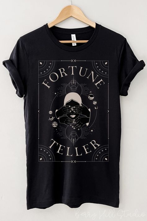 Fortune Teller T-shirt, Motivational Shirts, Spiritual Shirt, Self Care Shirt, Witchy Vibes Graphic Tee, Manifesting Good Vibes, Positivity Tarot Shirt Design, Spiritual Shirt Ideas, Witchy Shirt Design, Witch Tshirt Ideas, Witchy Tshirt, Motivational Shirts, Clothes Print, Goth Christmas, Witchy Aesthetic