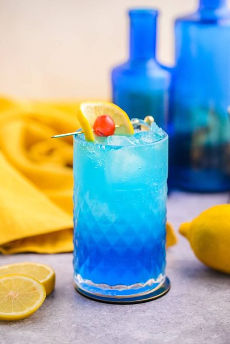 Blue Motorcycle Drink, Funny Drink Names, Amaretto Sour Recipe, Brown Sugar Simple Syrup, Strong Cocktails, Drink Names, Hard Apple Cider, Mint Simple Syrup, Blue Motorcycle