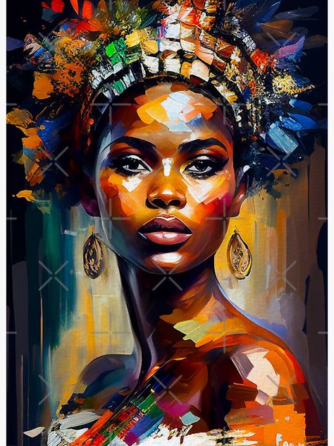 Portrait Palette, African Portraits Art, Queen Portrait, African Artwork, African Paintings, Creative Wall Art, African Art Paintings, Landscape Art Painting, African Queen