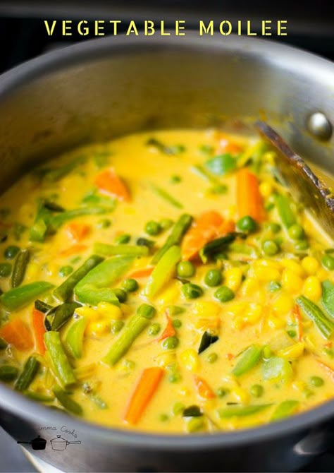 Vegetable Moilee, Kerala Vegetable moilee, Moilee with veggies South Indian Vegetable Curry, Kerala Vegetarian Recipes, Indian Accompaniments, Idiyappam Recipe, Kerala Meals, Kerala Curry, Veg Korma, Kerala Food Recipes, Indian Vegetable Curry