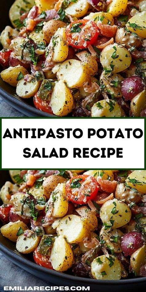 Looking for new potato recipes? This Antipasto Potato Salad combines classic potato salad with Italian flavors. Perfect for dinner ideas, it’s a twist on traditional potato salad recipes and a great addition to pasta salad ideas. Pasta Salad Ideas, Salad With Artichokes, Quick Salad Recipes, Potato Salad Recipes, Dinner Ideas For Two, Salad Recipes Lunch, Gourmet Salad, Classic Potato Salad, Quick Salads