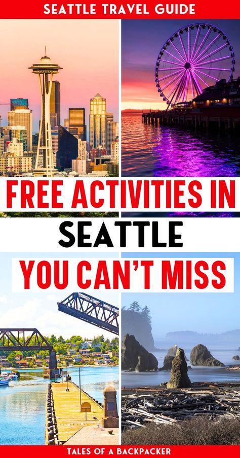 Seattle travel tips: Enjoy visiting Seattle on a budget with the best free things to do in Seattle Washington! From visiting the markets and museums in Seattle to parks with epic views of the Seattle Skyline, the Space Needle and Mount Rainier, we've got you covered for free activities in Seattle! Check out these cheap things to do in Seattle Washington so you know exactly what to do in Seattle for free on your budget Seattle vacation #budgettraveltips Seattle Activities, Visiting Seattle, Seattle Travel Guide, Things To Do In Seattle, Seattle Vacation, Washington State Travel, Seattle Travel, Visit Seattle, Cheap Things To Do