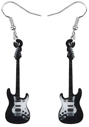 Black & White Rockstar Guitar Drop Earrings. Invite your inner rockstar to take center stage when you slip on this strum-ready pair of guitar earrings. #earrings #ElectricGuitar #DropEarrings #guitar #rockstar #jewelry #ad Rockstar Gf Earrings, Rockstar Girlfriend Accessories, Rockstar Girlfriend Jewelry, Rockstar Earrings, Rockstar Accessories, Rockstar Jewelry, Rockstar Guitar, Guitar Earrings, Mood Board Fashion Inspiration