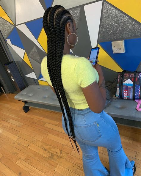 Feed In Braids Cornrows Straight Back, 6 Feedin Braids Straight Back, Four Feed Ins Braids, Feed Braids, 6 Feed In Braids Hairstyles, Inspo Hairstyles, Feedin Cornrows, Straight Back Braids, Feedin Braids