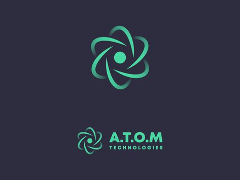 Atom logo concept by Tudorache Alexandru Atom Logo Design, Quantum Logo, Atomic Logo, Atom Logo, Dr Logo, Brand Guidelines Book, Music Player Design, Gem Logo, Share Logo