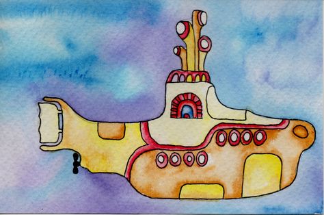 Yellow Submarine Art, Pantone Art, Love Watercolor, My Yellow, Yellow Submarine, Surf Art, Preschool Art, Submarine, Henna