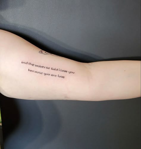 The Universe Said I Love You Because You Are Love, And The Universe Said I Love You Tattoo Minecraft, You Are The Universe Tattoo, Sapnap Tattoo, One With The Universe Tattoo, Minecraft End Quote Tattoo, Minecraft Quote Tattoo, And The Universe Said I Love You Tattoo, And The Universe Said I Love You