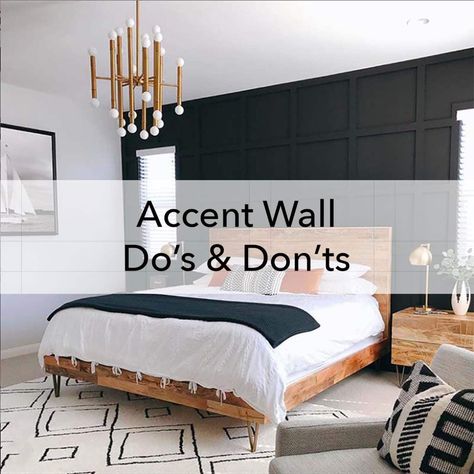 Bedroom Paint Accent Wall Ideas, Mirror On Accent Wall, Bedroom Contrast Wall Paint Colors, Bedroom Inspirations Feature Wall, Black Contrast Wall Bedroom, Dark Wall In Bedroom Ideas, Where To Put Accent Wall In Bedroom, Accent Wall Bedroom With Door, Accent Wall Do's And Dont's