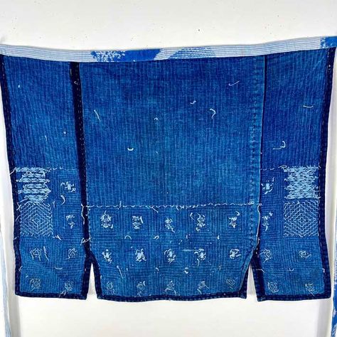 Japanese Kogin Sashiko Indigo Cotton Apron (maikake) Japanese Aprons, Japanese Apron, Sashiko Stitching, Cotton Apron, Apron, Stitching, Pattern, Cross Stitching