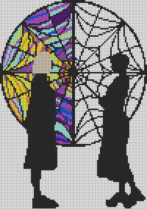 Alpha pattern #139686 | BraceletBook Cross Stitch Art Wall Hangings, Wednesday Pixel Art, Gimp Bracelets, Nevermore Academy, Easy Perler Beads Ideas, Pixel Art Templates, Pixel Art Grid, Pix Art, Pixel Art Games